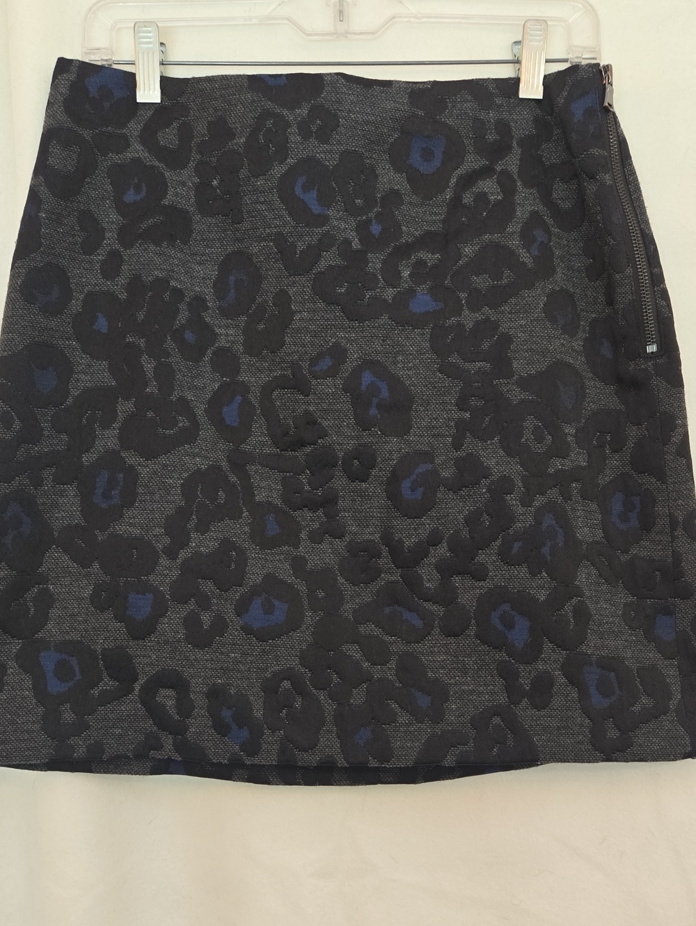 Ann Taylor Black and Navy Leopard Jacquard Mini Skirt